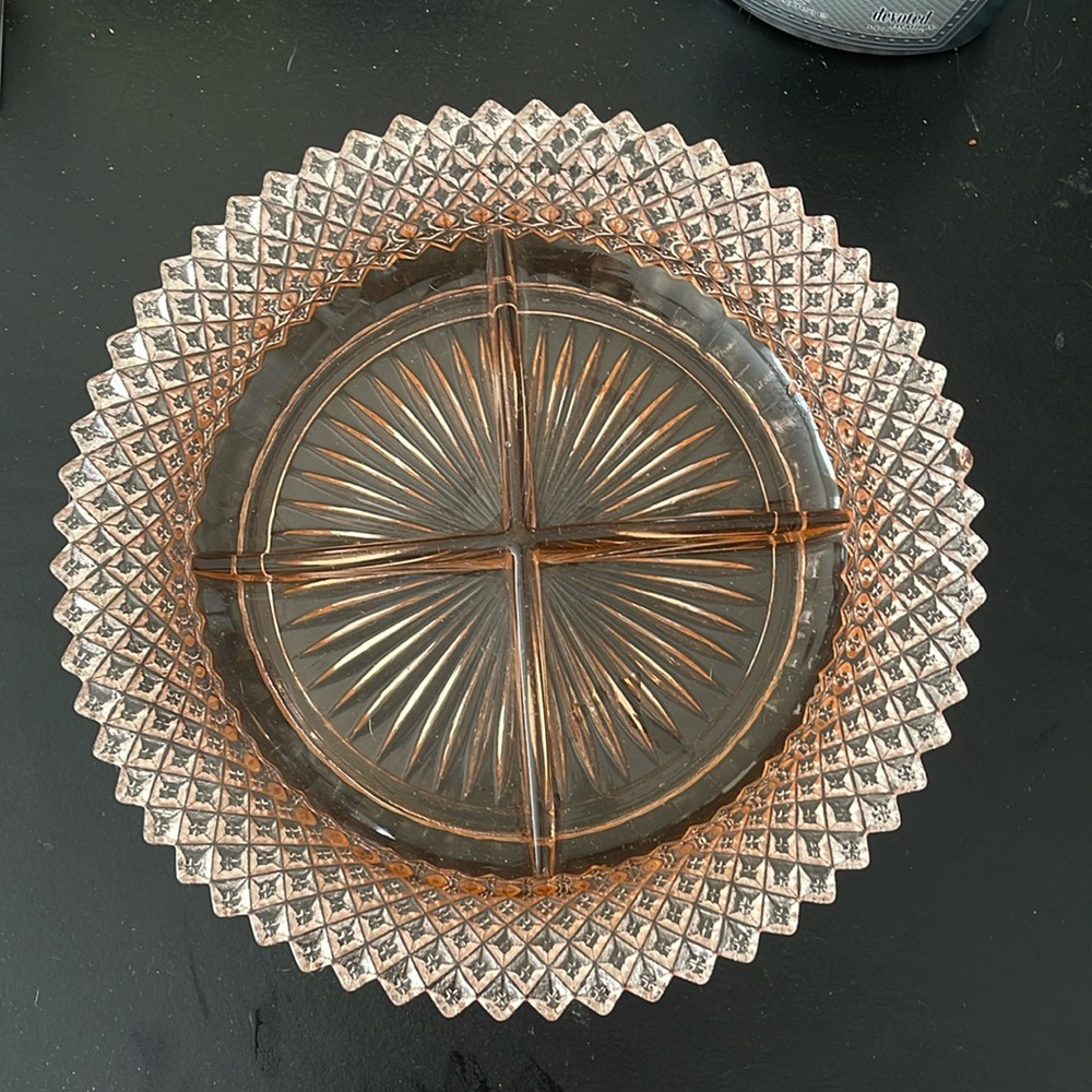Pink antique crystal ashtray